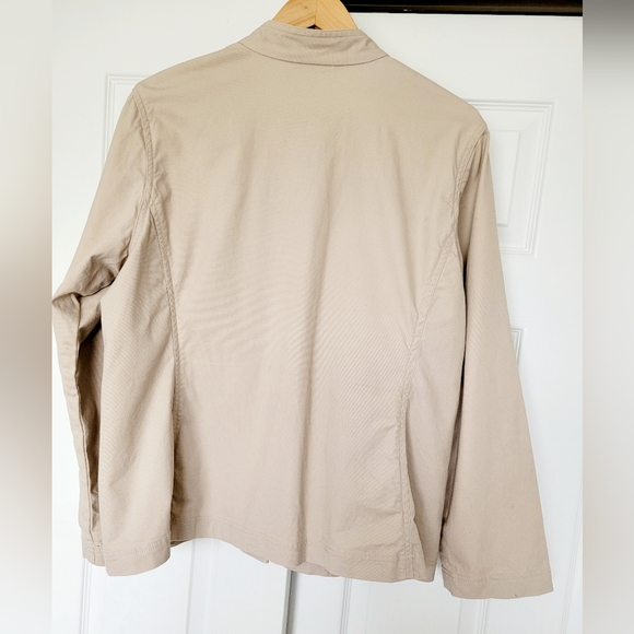 Eileen Fisher Women's Stretch Eco Cotton Canvas Blazer Khaki Tan Oversized Large - Picture 9 of 16
